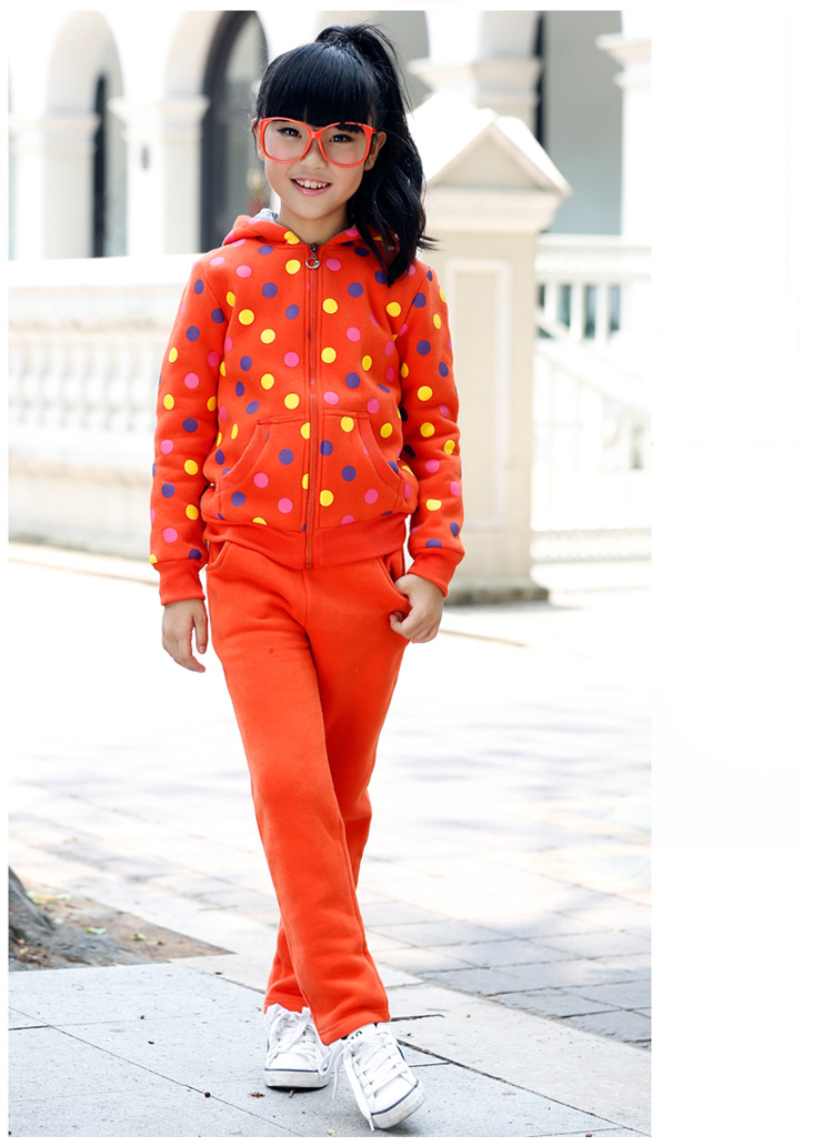 京东商城 旺仔童装女款春秋季套装抓绒加厚运