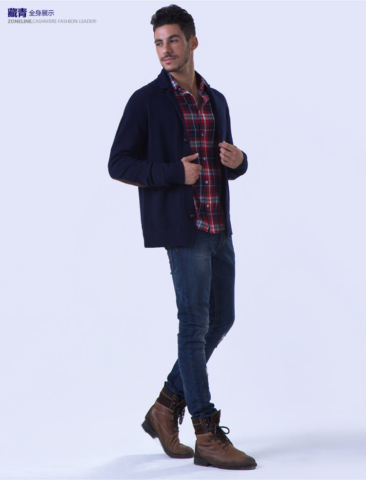 中应Zo<em></em>nELINE 羊绒<em>羊毛</em>西装<em>翻领</em>男士<em>开衫</em>毛