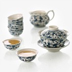 思喜900ml景德镇陶瓷提梁壶茶具 竹制茶托盘套装 黄金藤吉祥套组