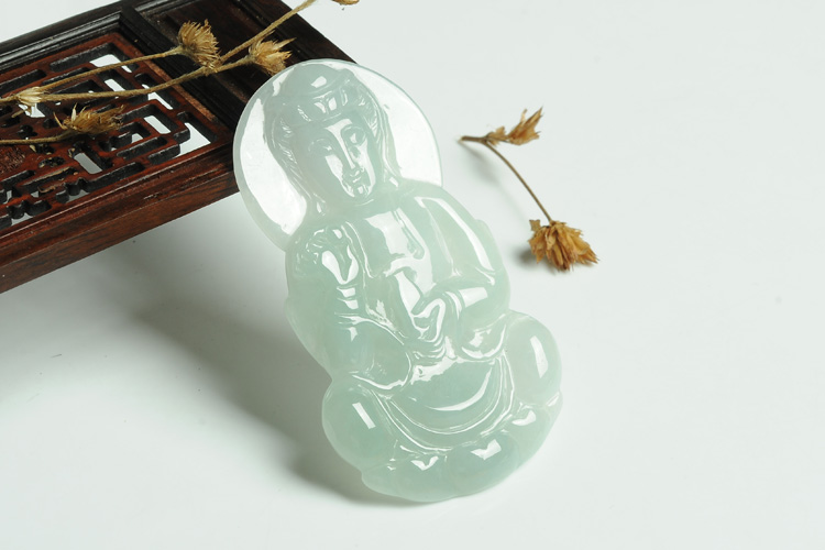 特泊儿翡翠观音吊坠a货男款项坠天然翡翠玉观