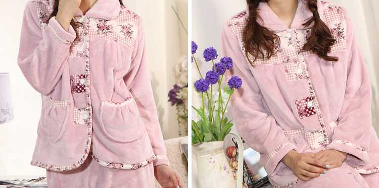 田园风简约 2012<em>秋冬</em>新品<em>加厚</em>珊瑚绒女士<em>睡衣</em>
