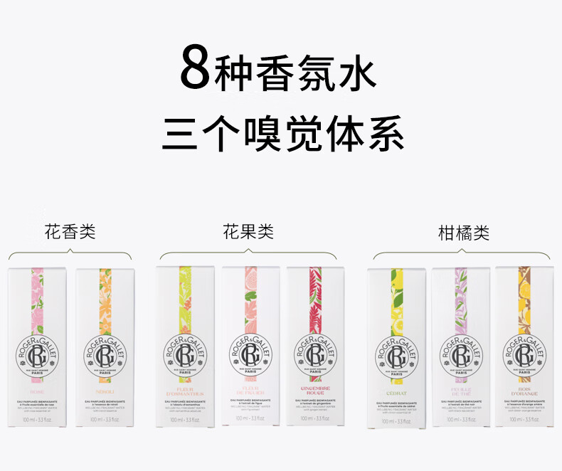 香邂格蕾（ROGER＆GALLET）法国香水女30ml无花果红姜持久女士香水女友节日生日伴娘伴手礼物 试香套组 8*1.2ml