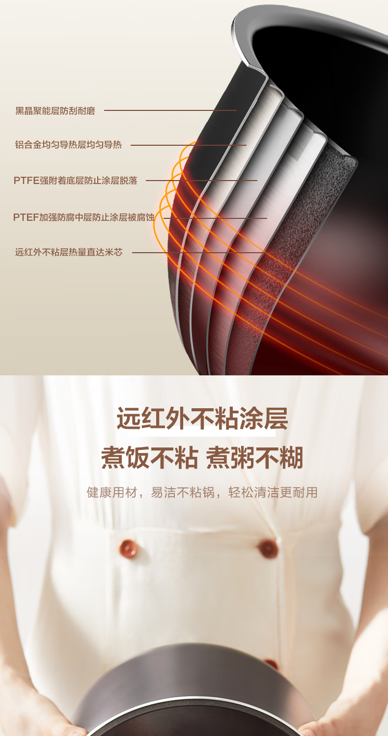 美的（Midea）电饭煲电饭锅5L大容量多功能智能预约金属机身家用电饭煲 FB50M205 【5L新旗舰】微压感温