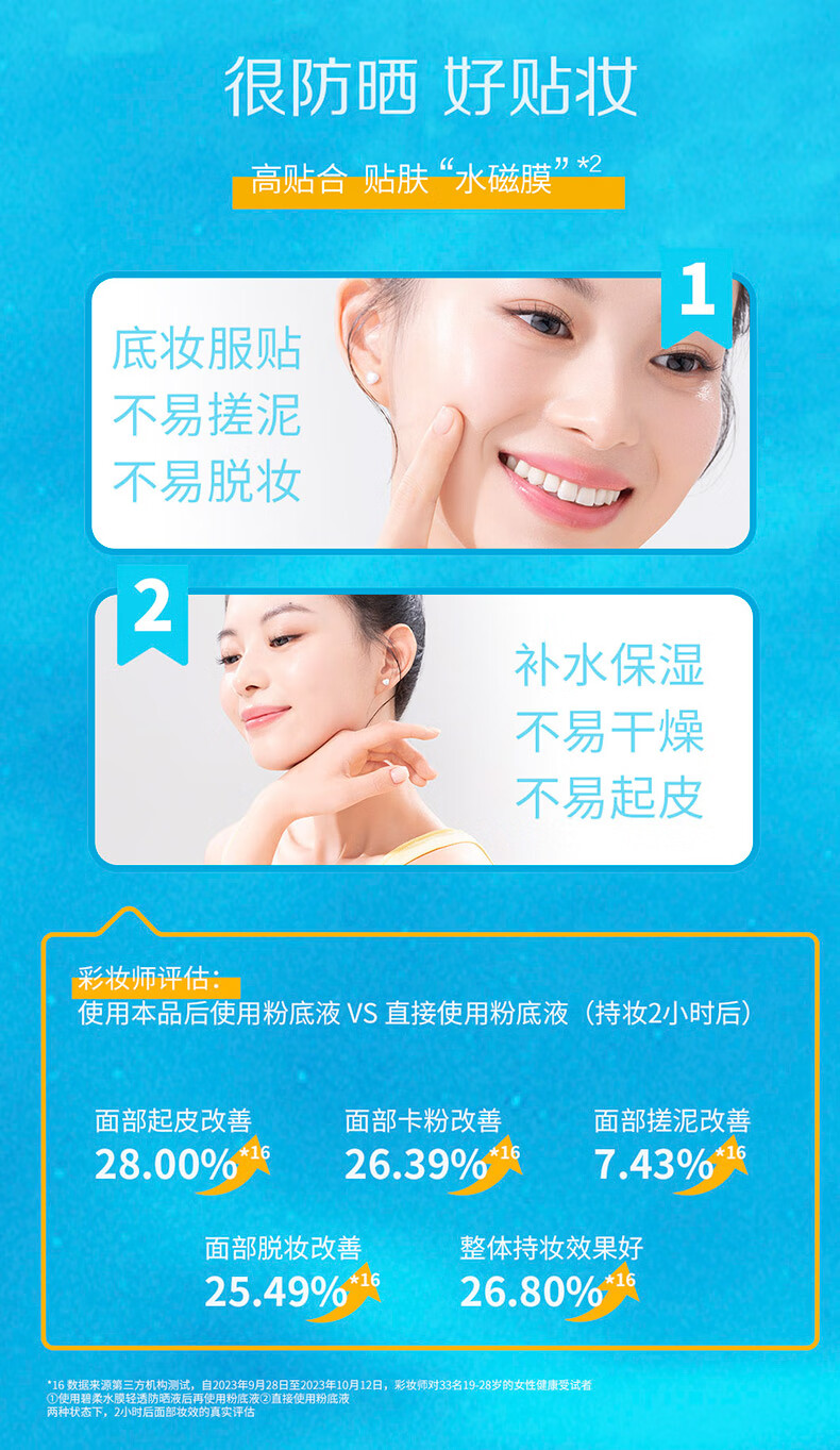 碧柔（Biore）【范丞丞推荐】倍护水活防晒 全身军训男女户外 SPF50+ 轻透倍护乳液40ml*2