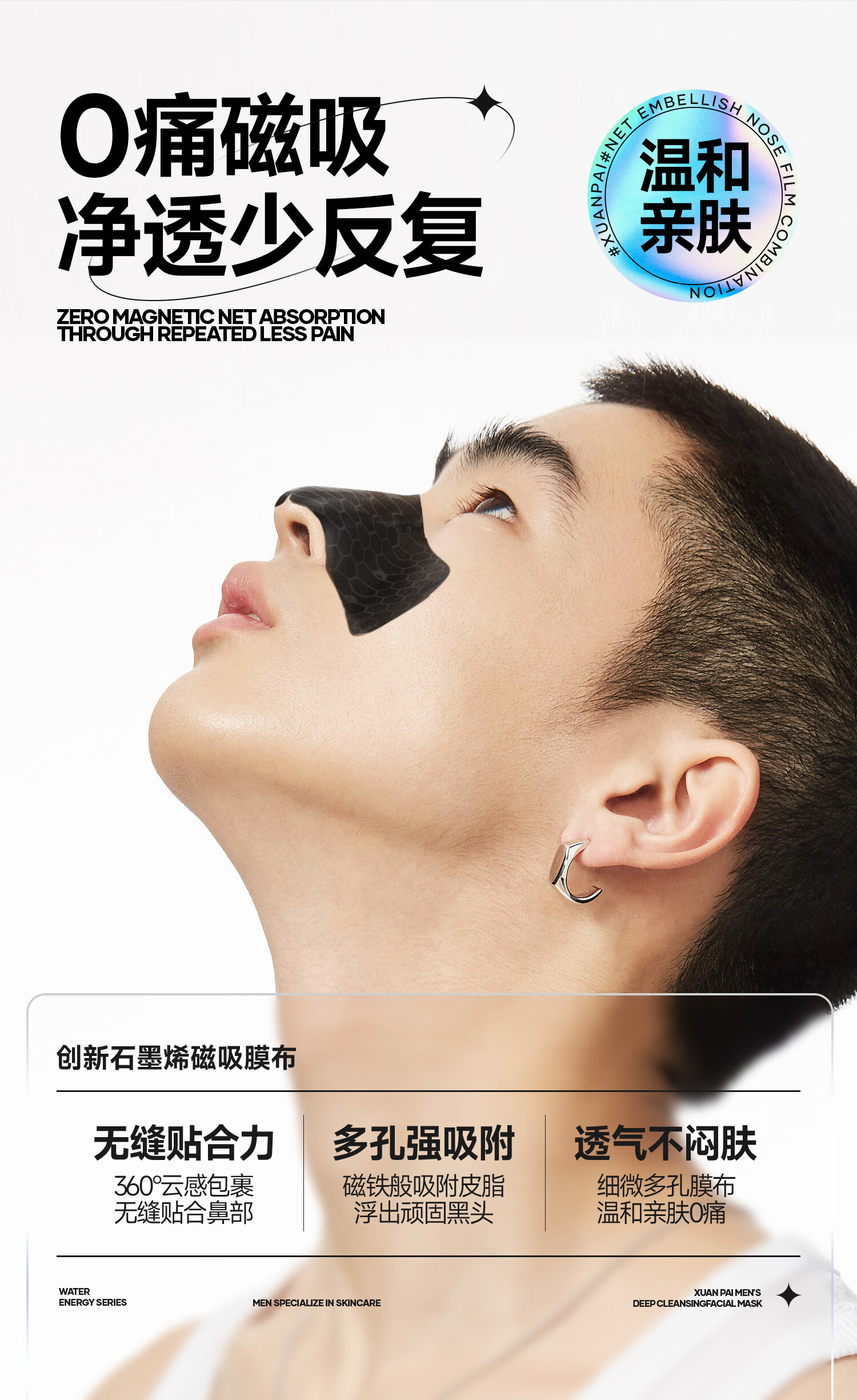 选派鼻贴去黑头粉刺深层清洁毛孔草莓鼻男女士专用 1盒 5组10片/盒
