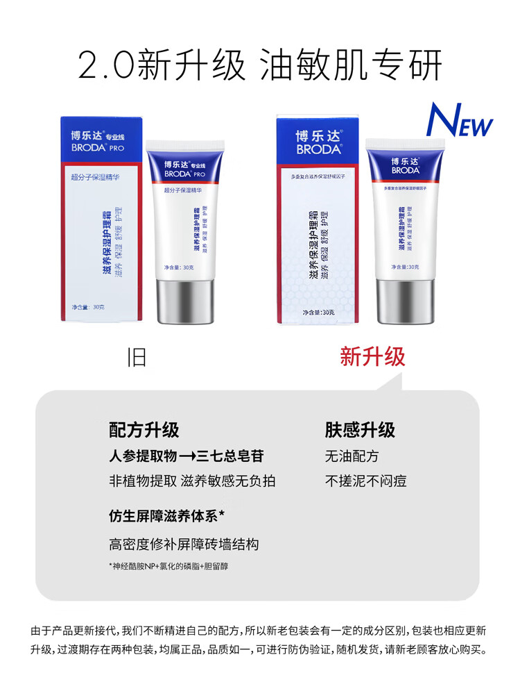 博乐达水杨酸面霜滋养神经酰胺角鲨烷保湿霜呵护屏障锁水护理 滋养保湿护理霜30g