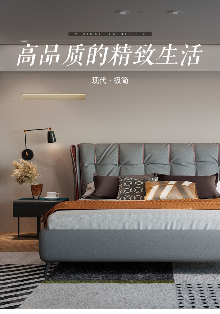 DC网红ins风金属床边柜意式极简床头柜简约创意深色系拼色风格卧室家具可储物小柜子 胡桃木色+蓝色