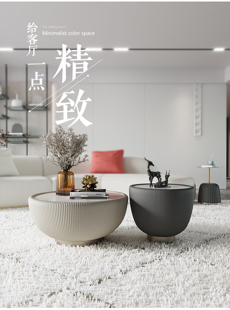 DC后现代风格茶桌意式轻奢创意圆形岩板港式茶几设计师创意家具 大圆茶几