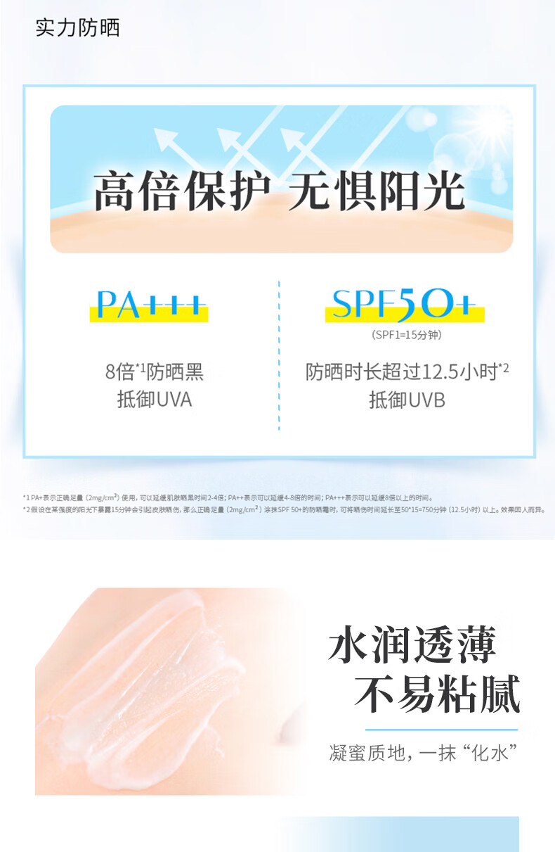碧柔（Biore）【范丞丞推荐】水活防晒水润凝蜜 户外防水防汗 SPF50+ PA+++ 单瓶50g