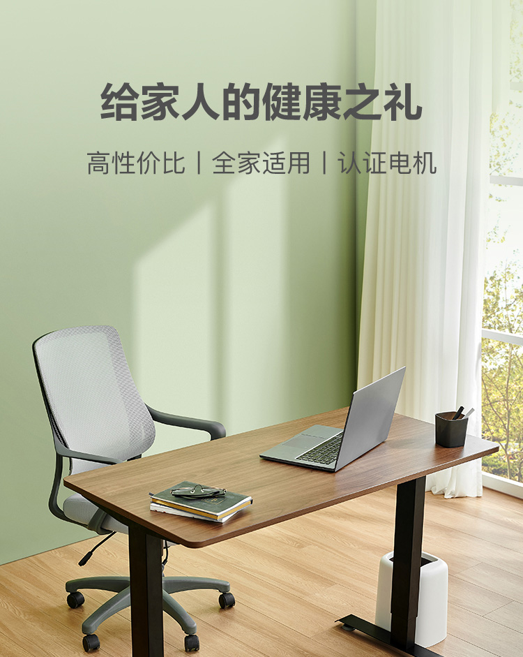 网易严选 电动升降桌电脑桌 工作台式升降台书桌 站立式电脑升降支架 升降桌电动 胡桃色桌面1200*600mm