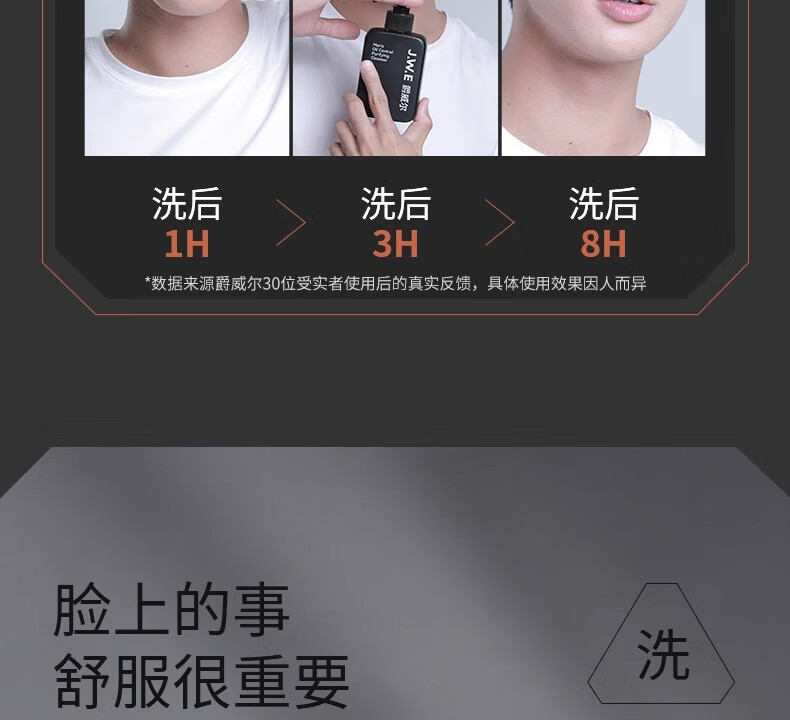 爵威尔（JUEWEIER）洗面奶男控油净澈除螨净肤男士洁面乳男生洁面专用jwe 控油除螨净澈洁面1瓶(150g)