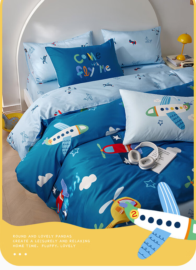Комплект постельного белья Dohia Pure Cotton, 4 предмета, размер 1.8 м, 229*230 см, синий
