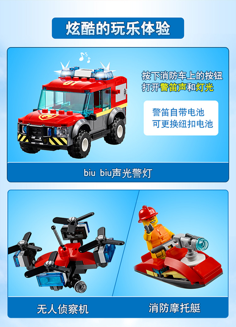 乐高(lego)积木 城市组系列city消防局5岁  60215 儿童玩具车 男孩