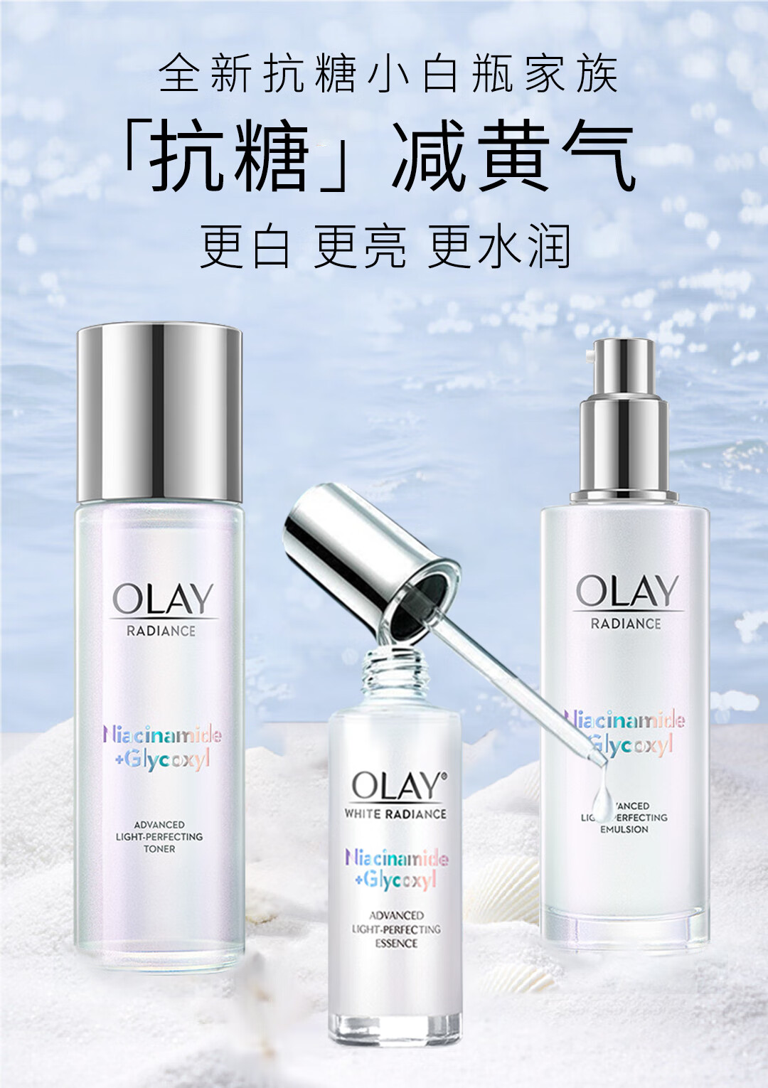 玉兰油（OLAY）小白瓶美白水乳护肤品套装女抗糖淡斑烟酰胺保湿化妆品全套生日礼 【礼盒装】美白水+乳+面霜14g*2