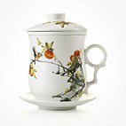思喜 描金粉彩日用陶瓷办公水杯 茶杯 情侣对杯 满园春色