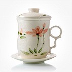 思喜 描金粉彩日用陶瓷办公水杯 茶杯 情侣对杯 满园春色