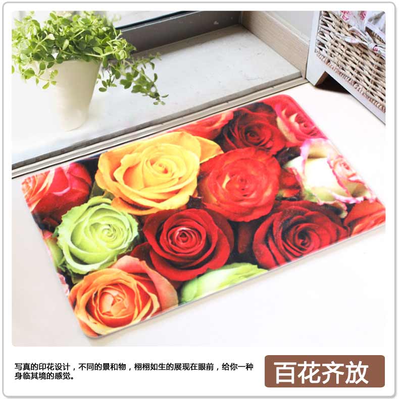 
                                        屋尔美 进门门厅玄关防滑地垫 家卧室简约家用脚垫垫子 黑色波点 40*60CM                