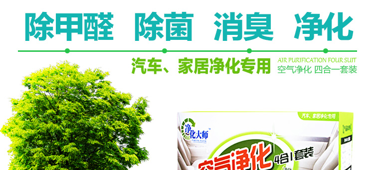【京东超市】香王（kouou） 除味除甲醛除菌除臭汽车空气净化四合一套装 汽车竹炭包除味剂