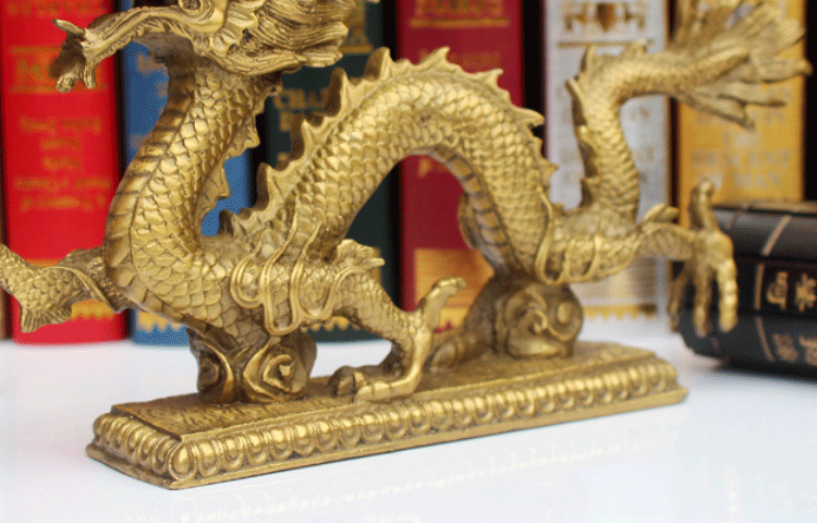 
                                        聚善缘铜质汉龙摆件十二生肖龙家居装饰品工艺品摆设桌面摆件礼品室内玄关酒架书柜手艺术品 中号 0.8公斤净重                