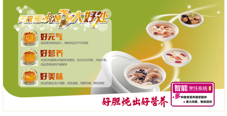 
                                        
                                                                                天际(TONZE)电炖锅隔水炖 煮粥煲汤1锅3胆DDZ-16BW 1.6L                