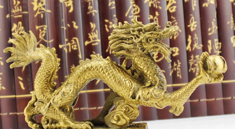 
                                        聚善缘铜质汉龙摆件十二生肖龙家居装饰品工艺品摆设桌面摆件礼品室内玄关酒架书柜手艺术品 中号 0.8公斤净重                