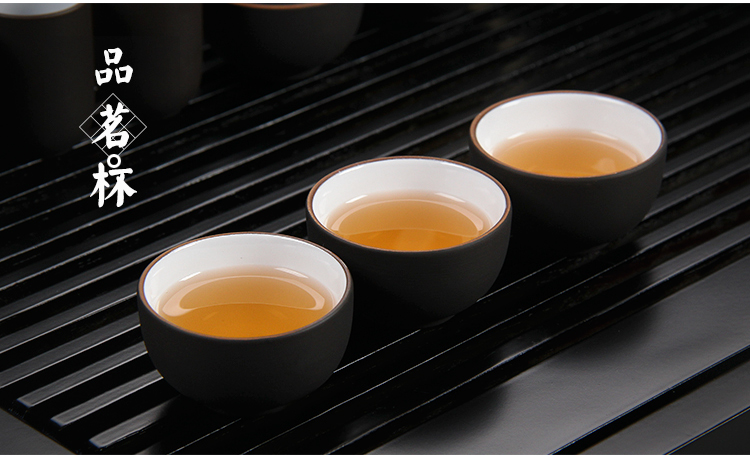 
                                        金镶玉 功夫茶具套装 禅茶一味紫砂白瓷 实木茶盘陶瓷茶壶茶杯电磁炉整套                