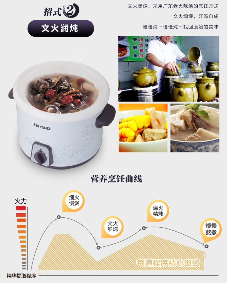 
                                        天际(TONZE)DDG-W320N电炖锅煲汤锅2L                