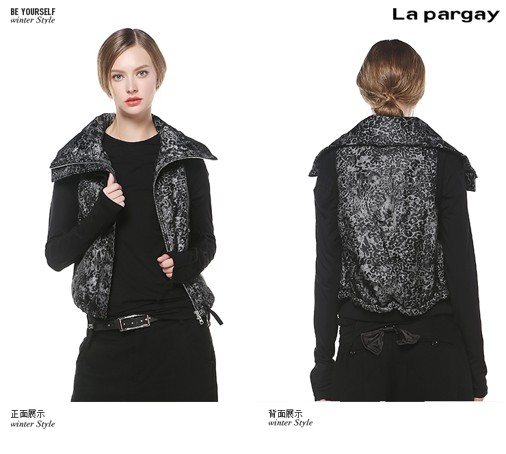 La pargay纳帕佳 冬季新款 透视豹纹 夹棉加厚 背心马夹 L334101C 花色 L
