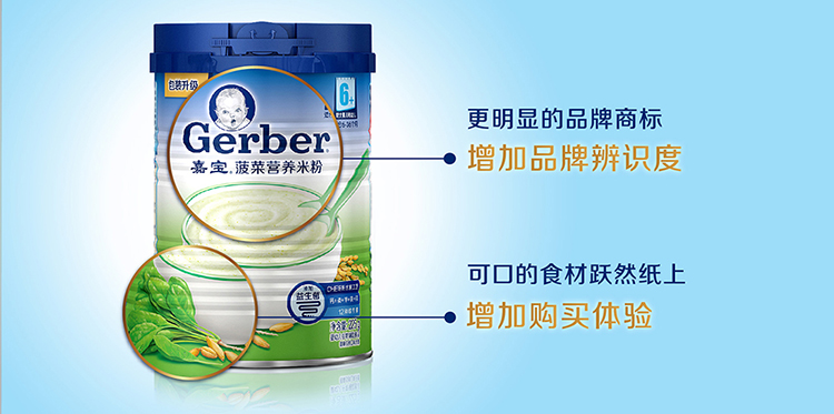 嘉宝(gerber ) 婴幼儿米粉 宝宝辅食 菠菜营养米粉二段(6个月至36个月