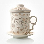 思喜 描金粉彩日用陶瓷办公水杯 茶杯 情侣对杯 满园春色
