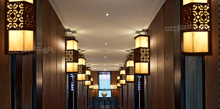 
                                        比月中式壁灯客厅云石灯实木卧室床头灯复古餐厅阳台过道灯3510 壁灯                