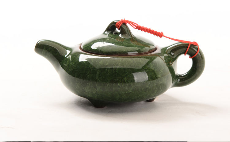 馨铭堂 竹叶清风 冰裂釉茶具鸡翅木茶盘带电热炉整套功夫茶具套装