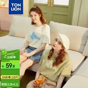 唐狮（TonLion）2023短袖T恤女半袖体恤chic宽松上衣 米白/二批 XL