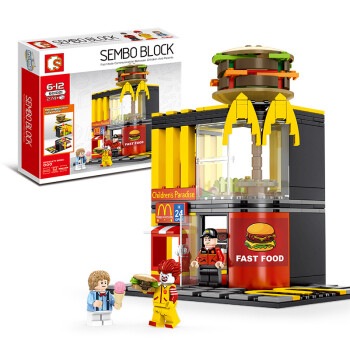 森宝积木兼容乐高男孩力拼装玩具城市街景商店系列肯德基房子 麦当劳