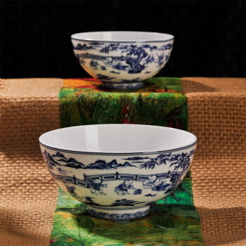 青花瓷器婴戏图景德镇手工陶瓷饭碗面碗餐具套装泡面饭碗大饭碗 加大