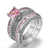 Новое кольцо AAA Pink Cubic Zirconia с черным позолоченным кольцом с бриллиантовым кольцом CZ Кольцо с роскошным модным кольцом для женщин