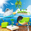 Пользовательские 3D стерео мультфильм Blue Sky Sea Sightseeing Boat Photo Mural Обои Детская комната Гостиная Телевизор Диван Установка комнаты Fresco hd blue sky white clouds classic photo wallpaper гостиная ресторан современный простой интерьер декор 3d стерео настенные обои