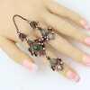 Nobby Flower Double Finger Ring Турецкие женщины Античные кристаллы Этнические кольца Кольца Королевские дамы Арабески Ювелирные и