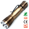 Zoom Telescopic LED Flashlight CREE T6 Super Bright 1000 Lumens 10W Torchlight Pocket Clip Torch Work Light Penlight Olight baseball bat led flashlight security portable camping light super bright olight self defense dry battery outdoor sports torchlight