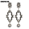 Изысканный Богемия женщин длинный Rhinestone мотаться серьги антикварные серебряные круглые серьги падения турецкие индийские этни