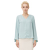 ASOBIO Fashion Elegant Pure Color Wide Sleeve Shiffon Shirt 4423354787 502 Soybean Green 165 / 88A-M fashion elegant m