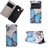 Blue Butterfly Design Кожа PU откидной крышки Кошелек для карты памяти Чехол для Huawei P9 Lite розовый dreamcatcher дизайн кожа pu откидной крышки кошелек для карты памяти чехол для huawei p9 lite
