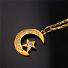 U7 Moon Star Pendant Necklace For Women Muslim Jewelry graceful solid color star moon pendant necklace for women