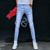 2017 new men's slim stretch pants, young men's slim personality, men's casual trends, pencil pants, Korean jeans, long pants ferzige woman jeans boot cut embroidered high stretch womens flared pants ladies flowers embroidery blue jeans mujer femme jeans