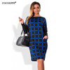COCOEPPS офисные платья для женщин 2017 плюс размер 5xl 6XL зимнее платье casual o-neck Work bodycon Платье