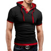 Men'S T Shirt 2017 Summer Fashion Hooded Sling Short-Sleeved Tees Male T-Shirt Slim Male Tops 5XL family fashion summer tops 2015 clothers short sleeve t shirt stripe navy style shirt clothes for mother dad and children
