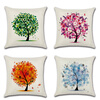 4Pack Cute Color Tree Подушка Обложки 18 x 18 дюймов Хлопок Льняной домашний декор Диван Бросок подушки Чехол Чехлы Комплект из 4