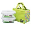 Lock & lock Microwave Cooker Glass Set Fresh Box Gift Bag LLG424S902 430ml 2 Green