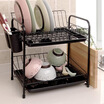 Jingdong Supermarket Ou Runzhe dish dish double-layer kitchen utensils utensils place drape knife chopsticks frame black
