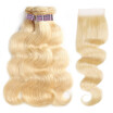 Brazilian Hair Body Wave Hair Extensions 613 Blonde Hair Bundles 3pcs Deal with Lace Closure